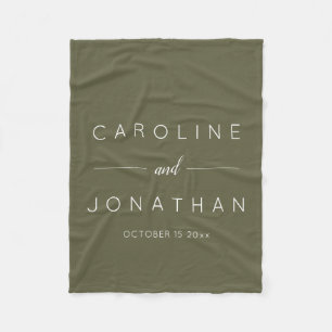 Couverture Polaire Écriture minimaliste moderne Olive Moss Mariage pe