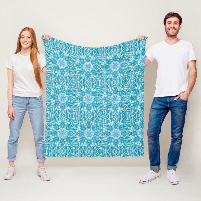 Couverture Polaire Effet d'étincelle en argent bleu turquoise Aqua (En situation)