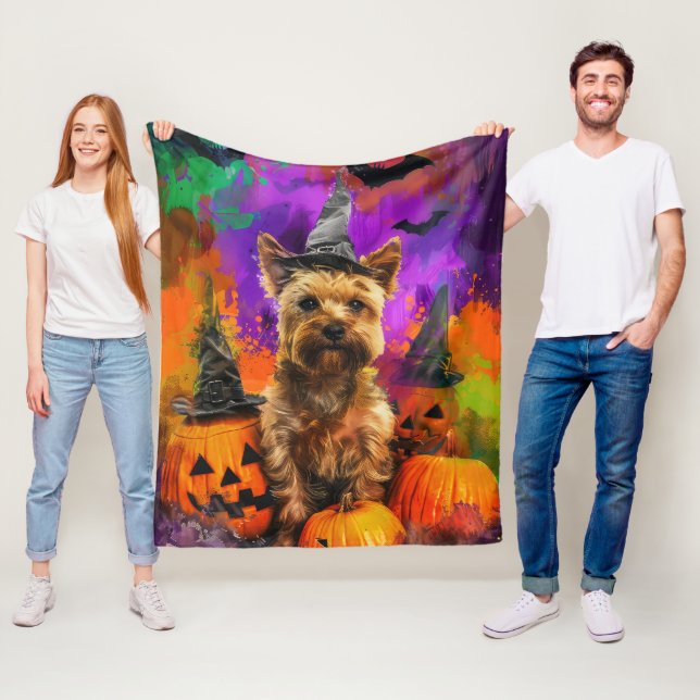 Couverture Polaire Éffrayant Cairn Terrier Chien Halloween sorcier Ci (En situation)