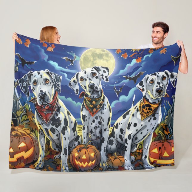 Couverture Polaire Éffrayant d'Halloween dalmate (En situation)