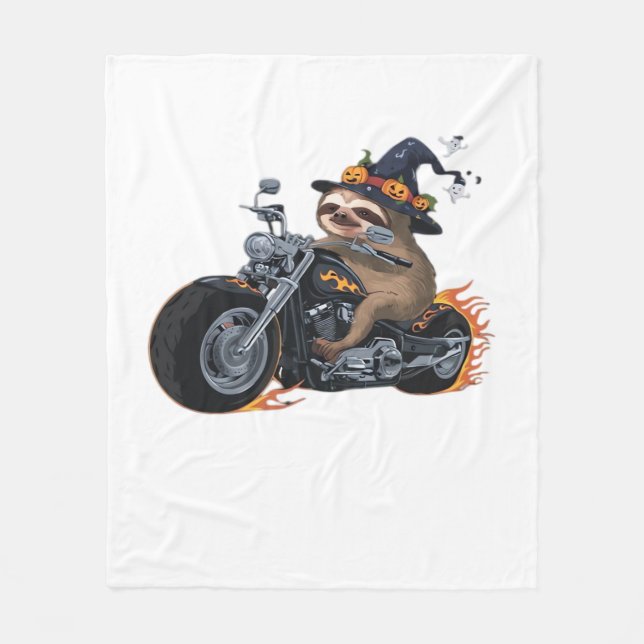 Couverture Polaire Éffrayant Sloth Motorcycle Ride Halloween Biker Fu (Devant)