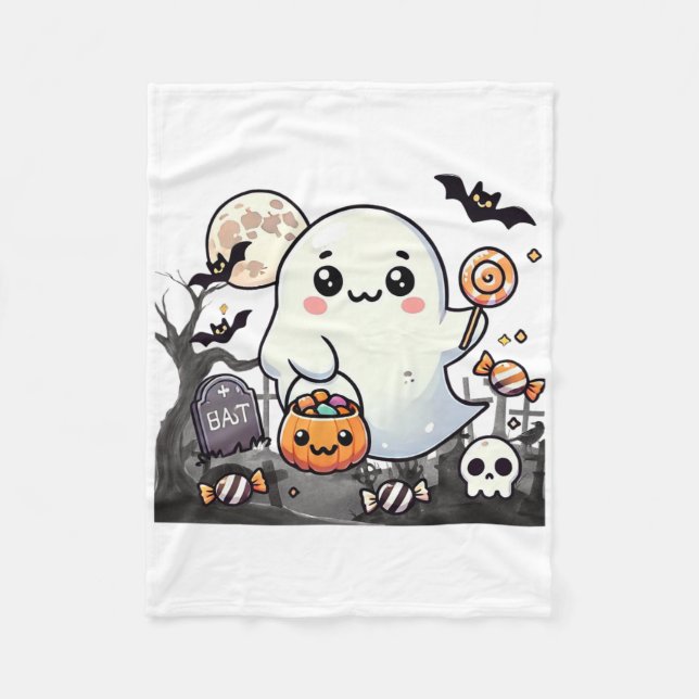 Couverture Polaire Éffrayants amis mignons Halloween Ghost Citrouille (Devant)