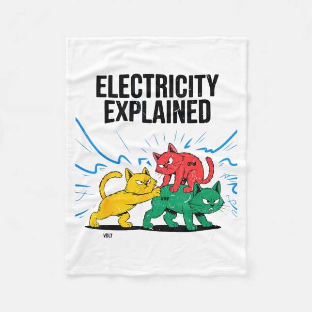 Couverture Polaire Electricity Explained Funny Cat Physics Humor Scie (Devant)