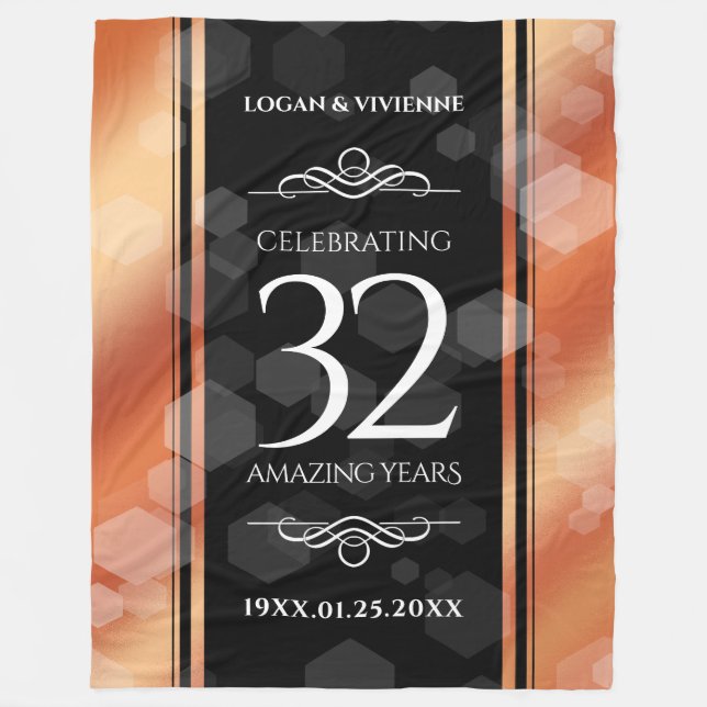 Couverture Polaire Élégant 32ème anniversaire de Mariage de bronze (Devant)