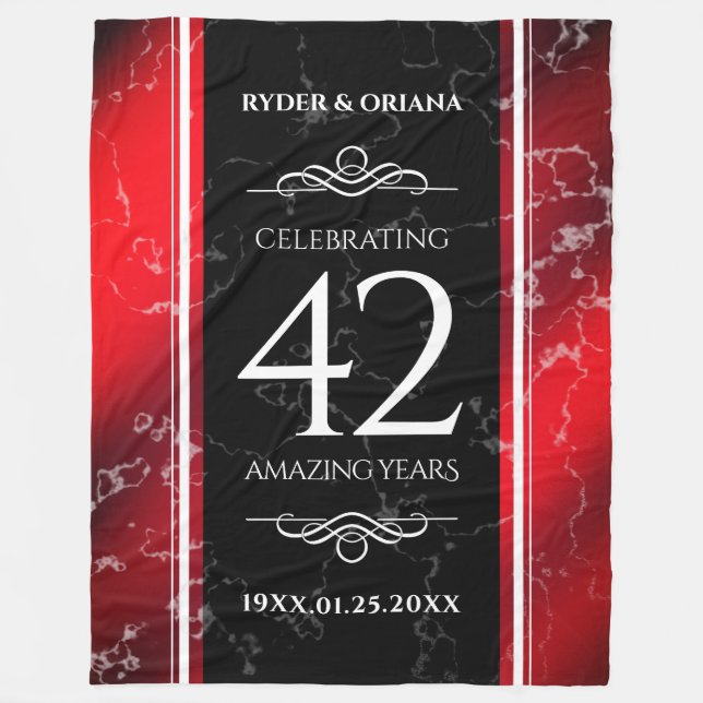 Couverture Polaire Élégant 42e anniversaire du Mariage Jasper (Devant)