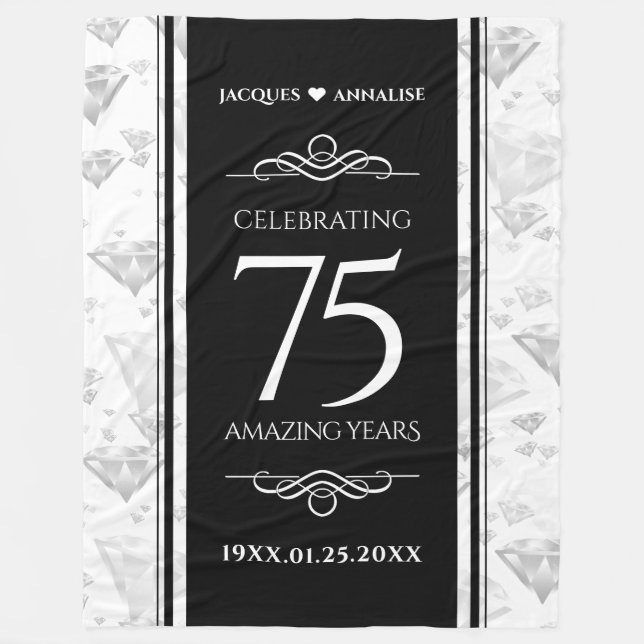 Couverture Polaire Élégant 75e anniversaire de Mariage de diamant (Devant)