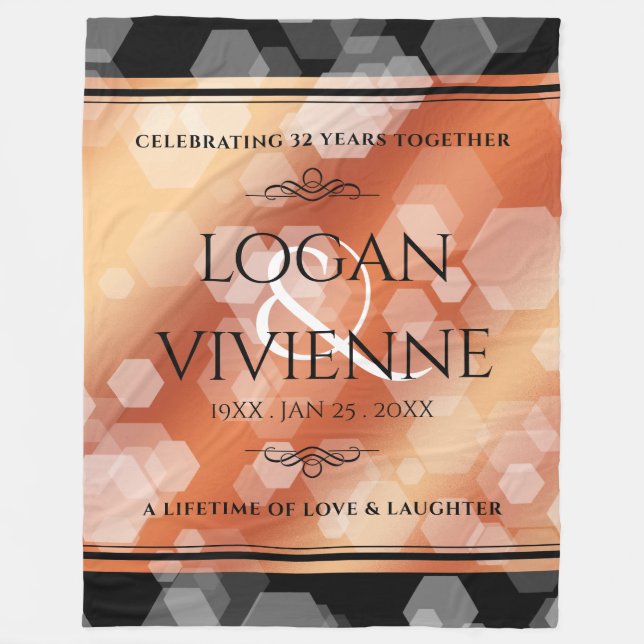 Couverture Polaire Élégant 8ème 32ème anniversaire de Mariage de bron (Devant)