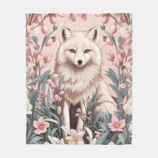Couverture Polaire Elegant Arctic Fox Pink Floral