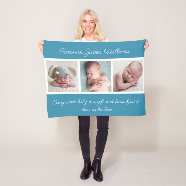 Couverture Polaire Elégant Baby Boy Photo Cute New born Quote (En situation)