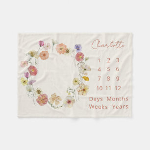 Couverture Polaire Elégant bébé Jalon de pierre Floral Wreath Aquarel