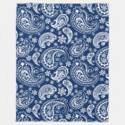 Elégant blanc et bleu marine Vintage Motif Paisley