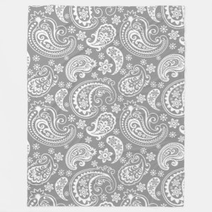 Couverture Polaire Elégant blanc et gris Vintage Motif de marguerite