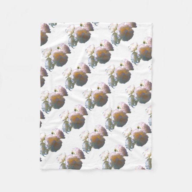 Couverture Polaire Elégant blanc pêche orange roses (Devant)