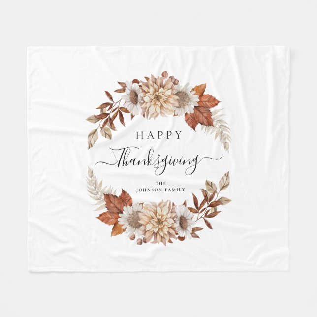 Couverture Polaire Elégant Bon thanksgiving de feuilles d'automne (Devant (Horizontal))
