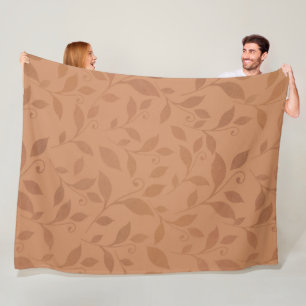 Couverture Polaire Élégant Brown Abstrait Feuilles d'automne Motif