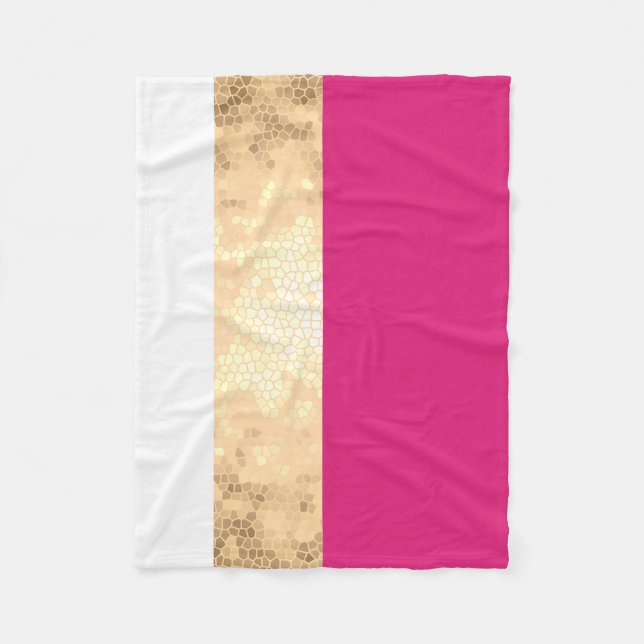 Couverture Polaire élégant clair faux or rose rayures blanches (Devant)