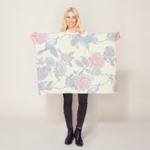 Couverture Polaire Élégant colibri et Motif de jardin floral
