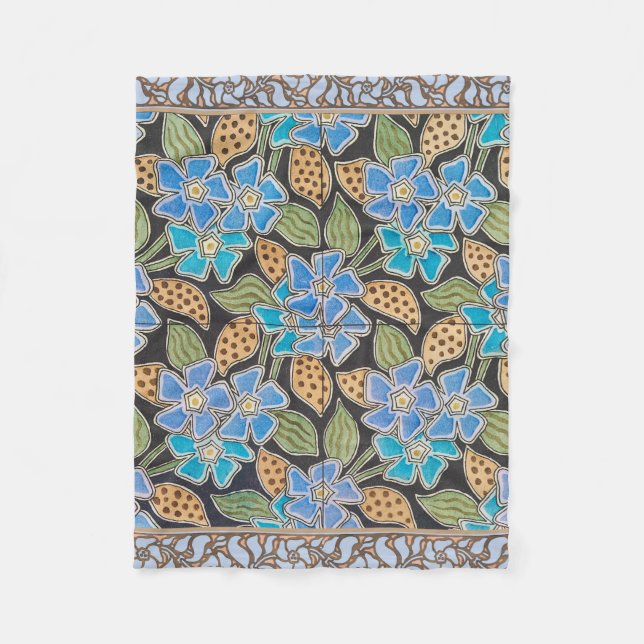 Couverture Polaire Élégant Fleur Bleu Périwinkle Floral Classic (Devant)