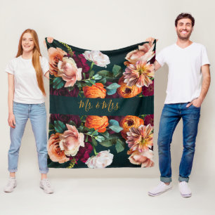 Couverture Polaire Élégant Floral Botanical Rustic M. & Mme Mariage