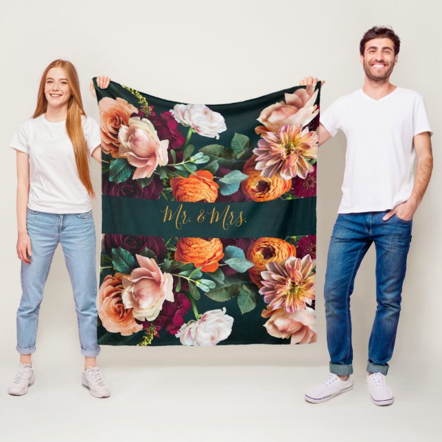Couverture Polaire Élégant Floral Botanical Rustic M. & Mme Mariage (En situation)