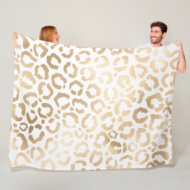 Couverture Polaire Elegant Gold White Leopard Cheetah Animal Print (En situation)