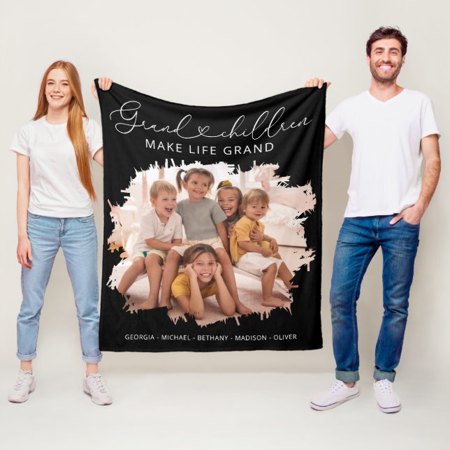 Couverture Polaire Elégant Grand-parents Grand-enfants Photo (En situation)