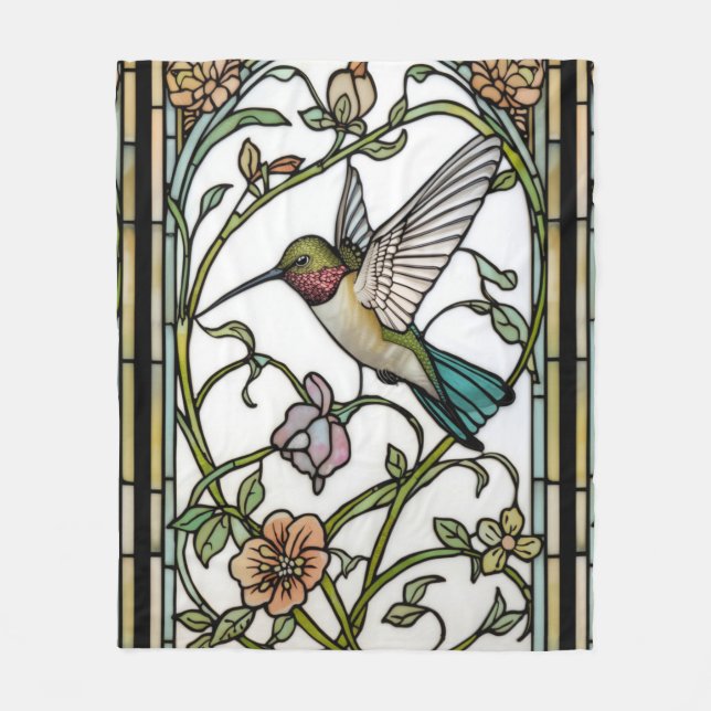 Couverture Polaire Elegant hummingbird artwork botanical boho chic (Devant)