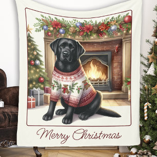 Couverture Polaire Élégant Labrador Retriever Chien Joyeux Noël