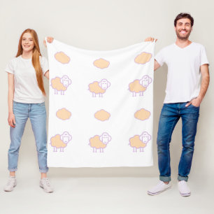 Couverture Polaire Elégant Mignonne Mouton Rose Avec Nuages Motif