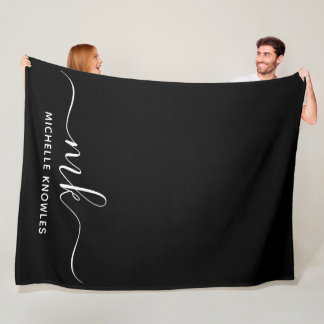 Couverture Polaire Élégant minimaliste élégant Monogramme et nom