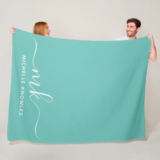 Couverture Polaire Élégant minimaliste élégant Monogramme et nom