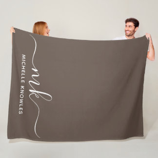 Couverture Polaire Élégant minimaliste élégant Monogramme et nom