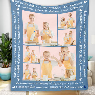 Couverture Polaire Élégant MOM Custom 6 Photo Collage Fête des Mères