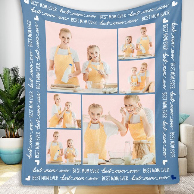 Couverture Polaire Élégant MOM Custom 6 Photo Collage Fête des Mères (Créateur téléchargé)