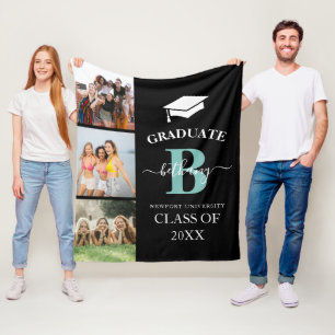 Couverture Polaire Élégant Monogramme de 3ème Diplôme Photo
