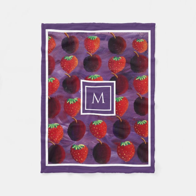Couverture Polaire Élégant Monogramme de fruits d'été initial (Devant)