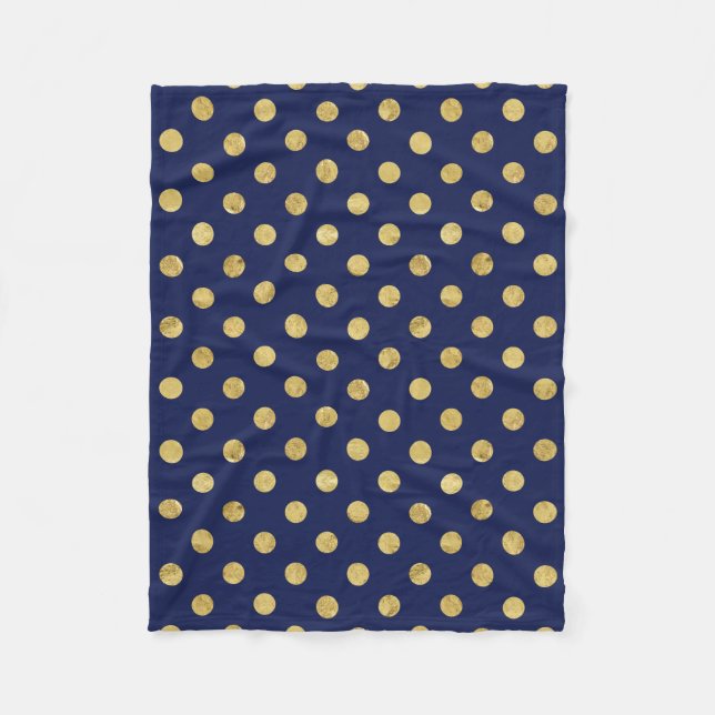 Couverture Polaire Elégant Motif à points Polka Gold Foil - Gold & Bl (Devant)