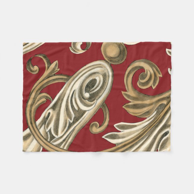 Couverture Polaire Elégant Motif Botanique avec Foliage Tan (Devant (Horizontal))