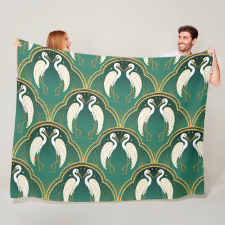 Couverture Polaire Élégant Motif de grue Art Déco