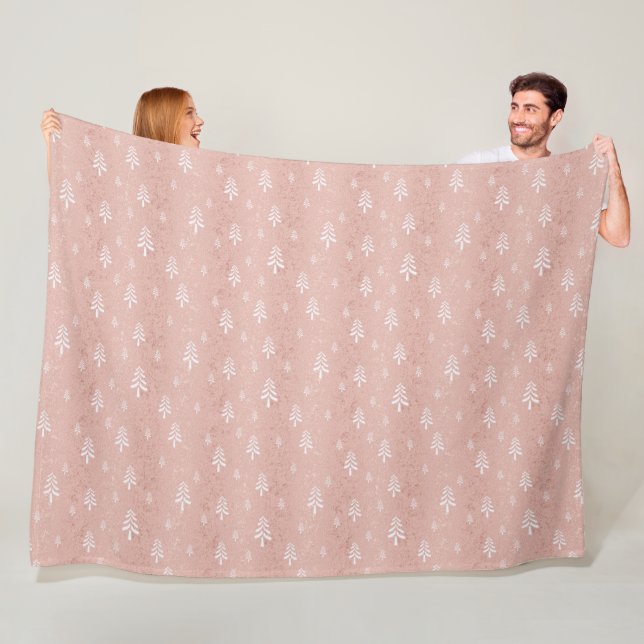 Couverture Polaire Élégant motif de Noël rose vif (En situation)