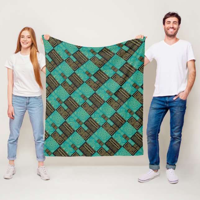 Couverture Polaire Élégant Motif géométrique Tribal Africain (En situation)