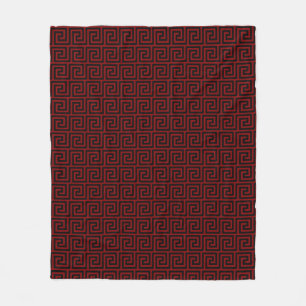 Couverture Polaire Élégant motif grec noir et bordeaux