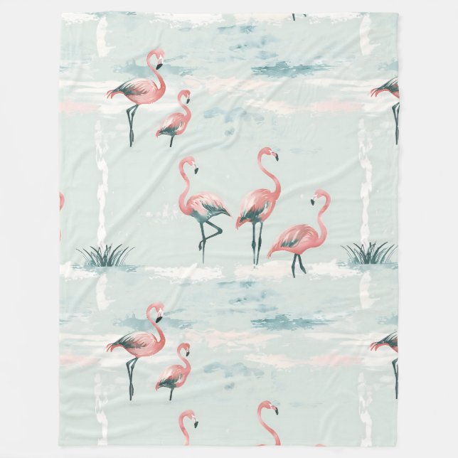 Couverture Polaire Élégant motif pastel flamingo (Devant)