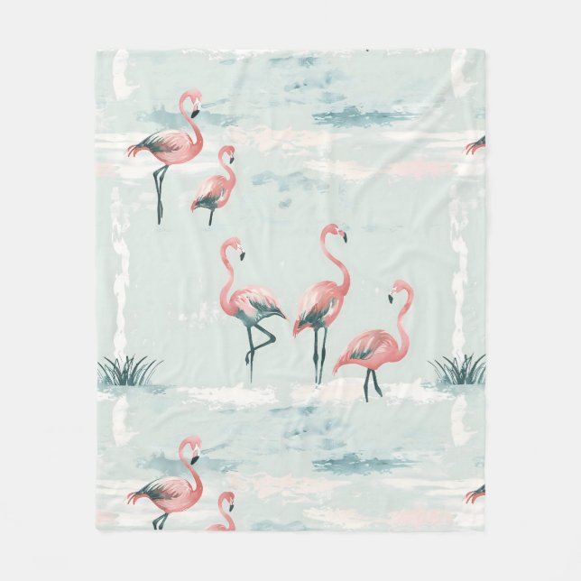Couverture Polaire Élégant motif pastel flamingo (Devant)