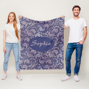 Couverture Polaire Élégant motif Vintage pourpre damassé