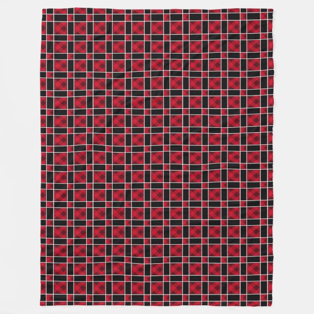 Couverture Polaire Élégant noir et rouge à damiers motif (Devant)