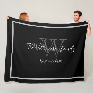 Couverture Polaire Élégant nom de monogramme Script Chic Mariage Keep