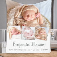Elégant nouveau bébé personnalisé 4 photo Collage