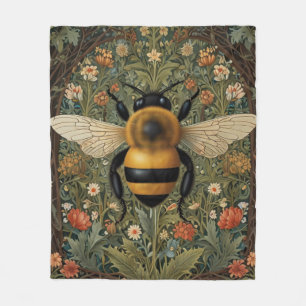 Couverture Polaire Elégant rétro bumblebee boho botanique floral art