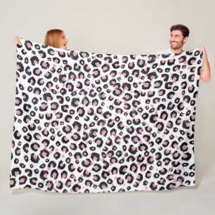 Couverture Polaire Élégant Rose Léopard Noir Poster de animal